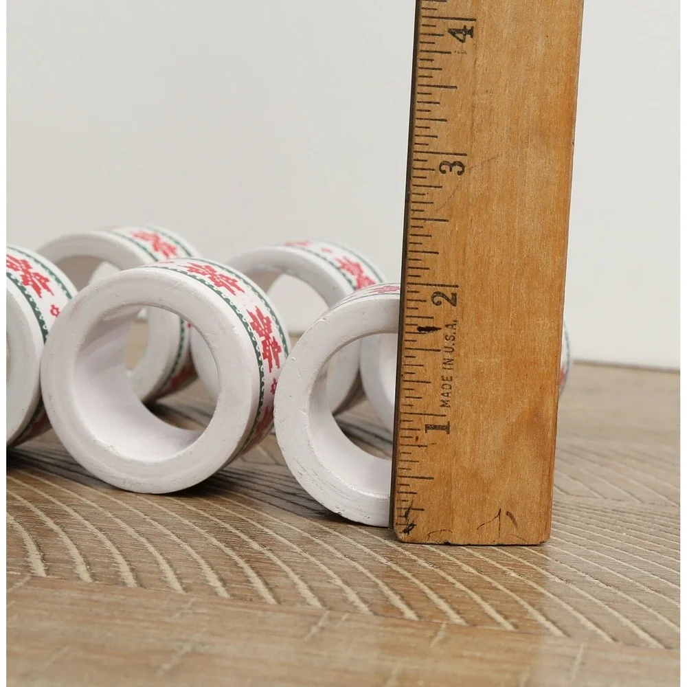 Festive Holiday Napkin Rings in Red and Green, Wooden Christmas Napkin Holders